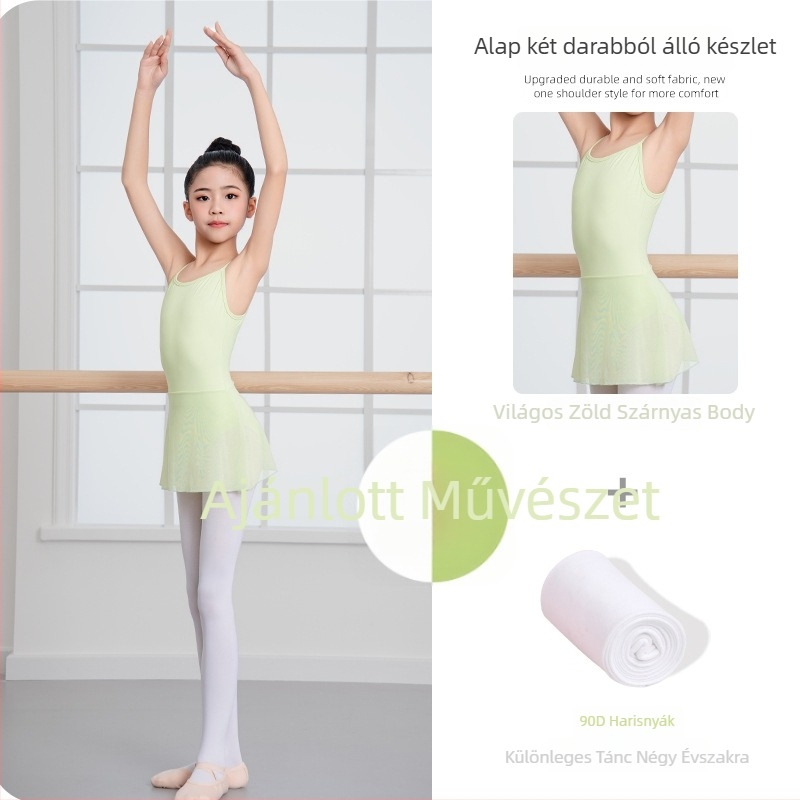 Gyerekeknek szóló latin tánc kosztüm, chiffon anyag, 80% poliészter, lágy feldolgozás, 3–8 éveseknek