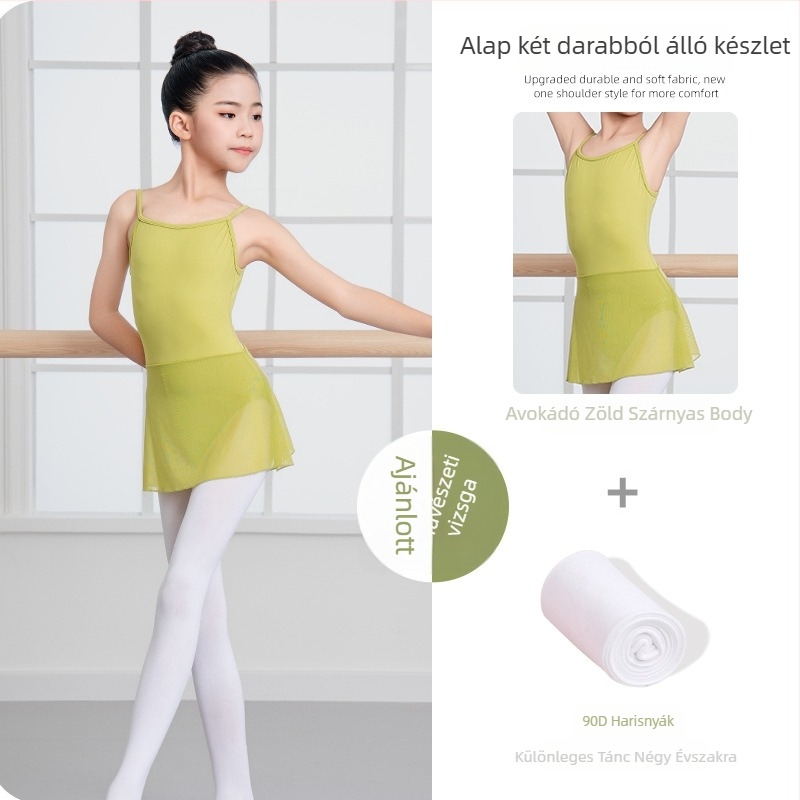 Gyerekeknek szóló latin tánc kosztüm, chiffon anyag, 80% poliészter, lágy feldolgozás, 3–8 éveseknek