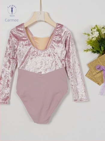 3–8 éves lányok balettelőadásra készült hosszú ujjú nylon ruházat bársony panellel és masnival, tavasz–ősz