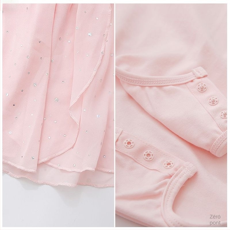 Lányoknak szóló táncruha balethez és kínai tánchoz, rövidujjú egydarabos gyakorló öltözet, pamut, enzimes mosás, minden évszakban, 8 év feletti gyermekek számára