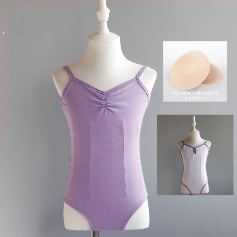 Gyerekek nyári balett gyakorló body — pamut-spandex keverék (95% spandex), hercegnő stílus, 3–8 éveseknek
