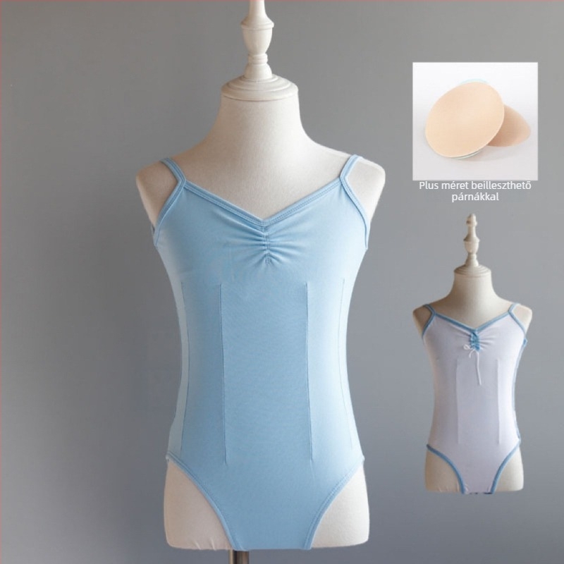 Gyerekek nyári balett gyakorló body — pamut-spandex keverék (95% spandex), hercegnő stílus, 3–8 éveseknek