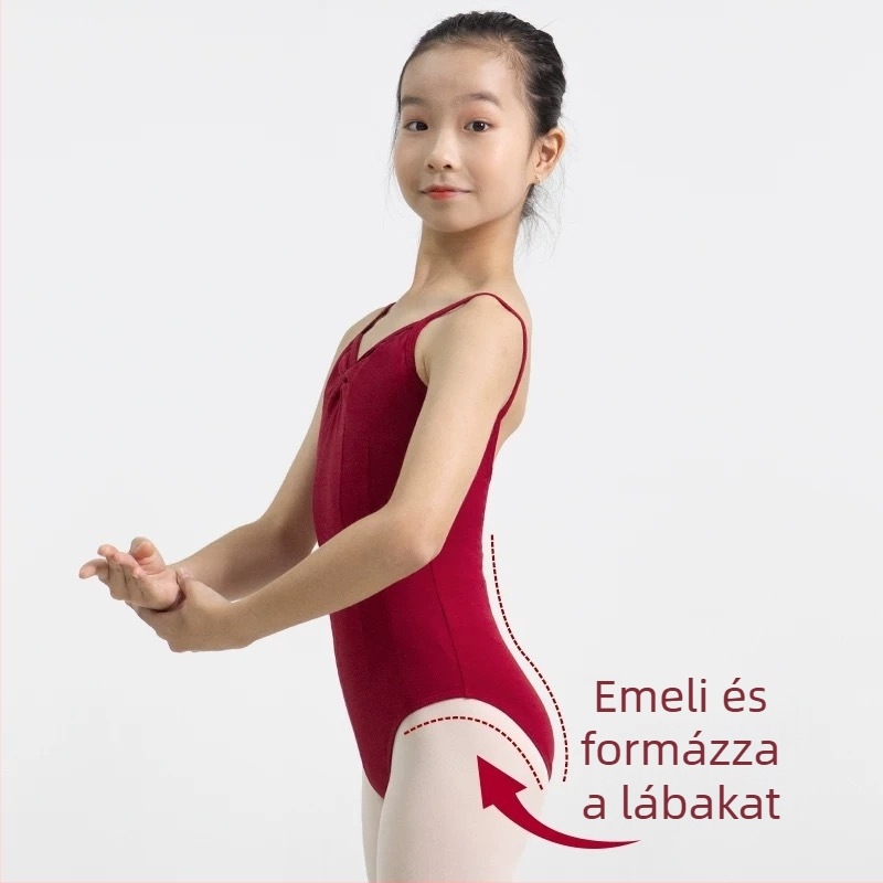 Pamut-elasztán egyrészes bodyszerkó balett gyakorláshoz – lányoknak és nőknek, 95% pamut, 5% elasztán