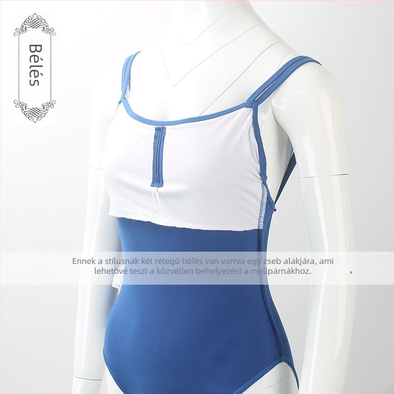 Pamutból készült dupla pántos egyrészes táncruha Spandex béléssel