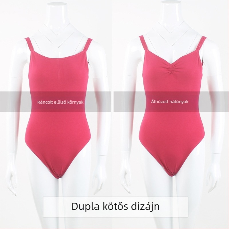Pamutból készült dupla pántos egyrészes táncruha Spandex béléssel