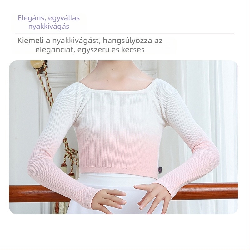 Gradient színű gyerekeknek készült táncpulóver edzésre - néptánc, kínai tánc, balett, latin tánc és utcai tánc.
