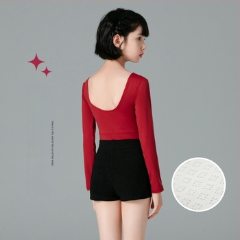 Őszi balett egyrészes ruha lányoknak, hosszú ujjú felső és nadrág, Nylon-Spandex keverék, kínai táncokhoz, 3–8 évesek