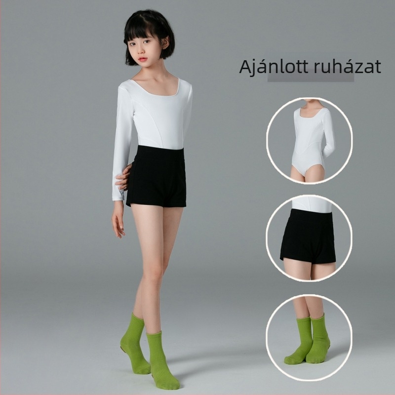 Őszi balett egyrészes ruha lányoknak, hosszú ujjú felső és nadrág, Nylon-Spandex keverék, kínai táncokhoz, 3–8 évesek