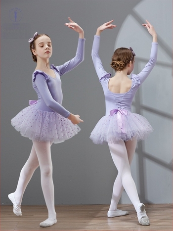 Gyerekeknek szóló balett ruha rövid ujjúval és hátul masnival; 94% pamut; hercegnő stílus; 3–8 éveseknek; nyár