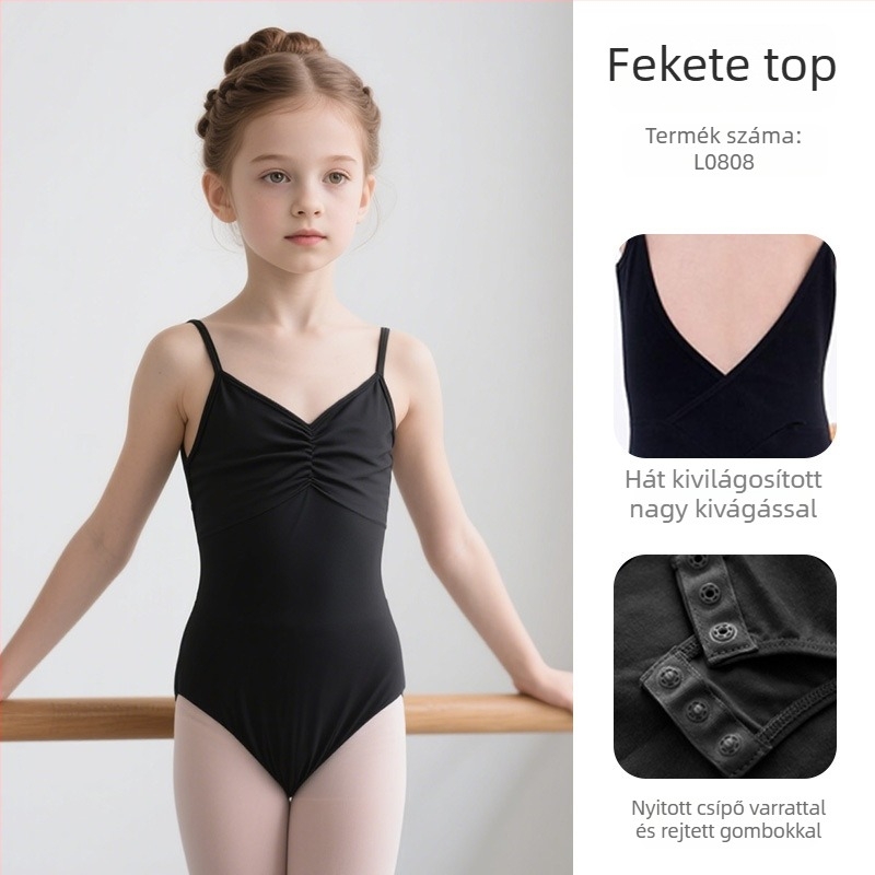 Gyermek balett gyakorlóruha tüll szoknyával, 95% pamut Lycra anyaggal, nyár, koreai stílus, 3–8 éveseknek