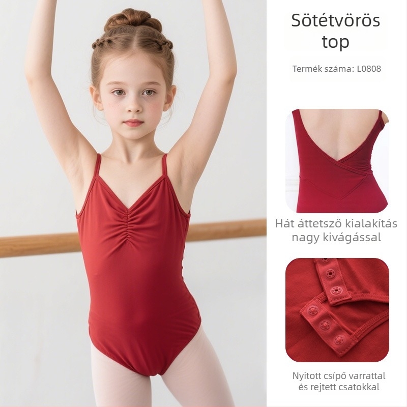 Gyermek balett gyakorlóruha tüll szoknyával, 95% pamut Lycra anyaggal, nyár, koreai stílus, 3–8 éveseknek