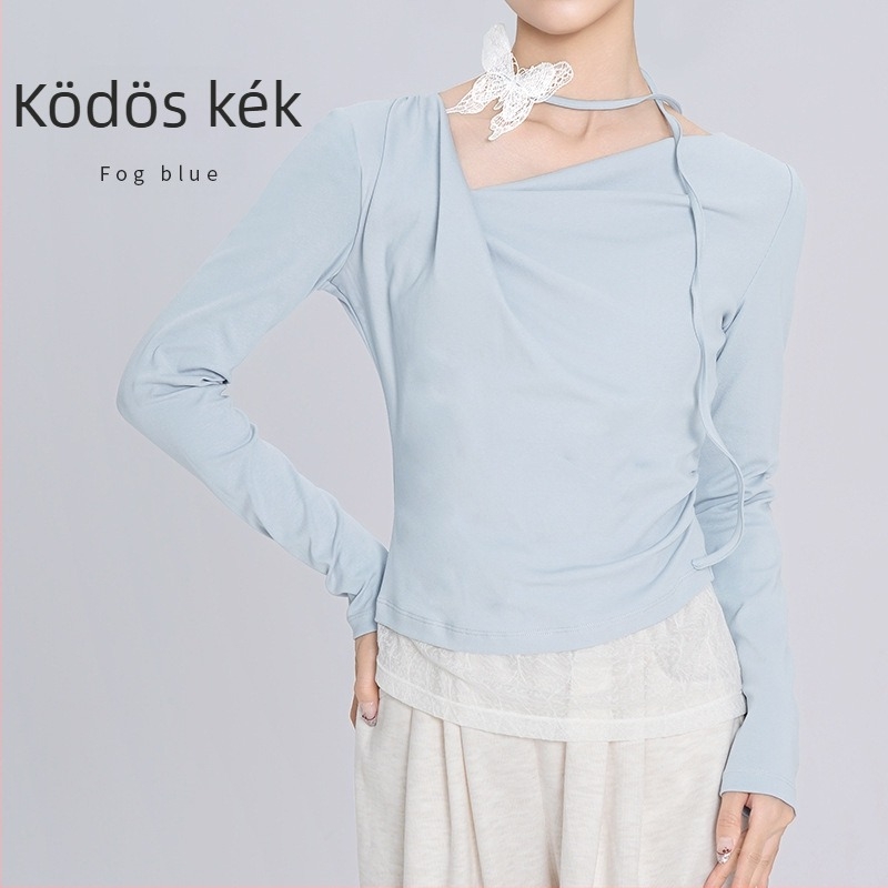 Modern tánc gyakorló felső nőknek, asymmetrikus hosszú ujjú, bélés 92% pamutból 8% elasztánból, tavasz–ősz szezon, alkalmas hip-hopra és balettre