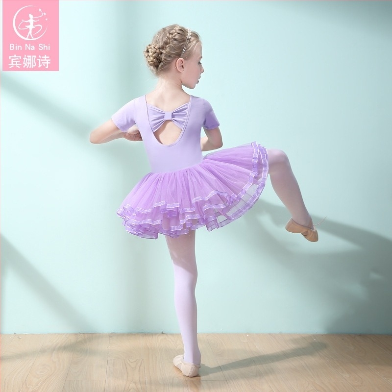Koreai stílusú pamut balett próba ruhája kislányoknak, 3–8 éveseknek