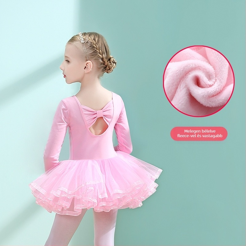 Koreai stílusú pamut balett próba ruhája kislányoknak, 3–8 éveseknek