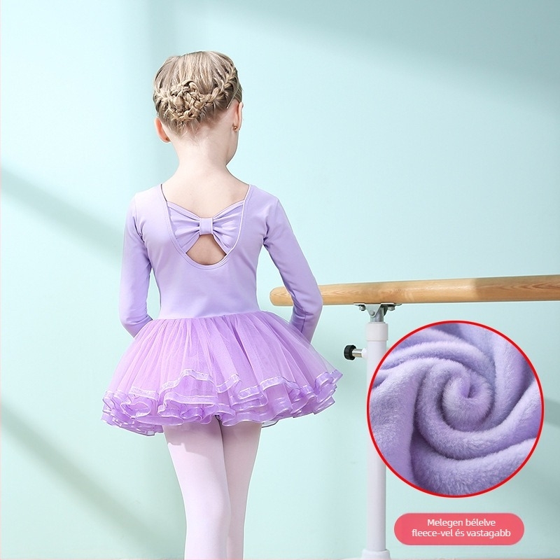 Koreai stílusú pamut balett próba ruhája kislányoknak, 3–8 éveseknek