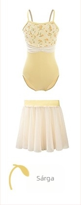 Gyerekek balett ruha egy darabból, nylon/spandex 75/25, redőzött és lágy háló anyag, 3–8 éveseknek, nyári modell