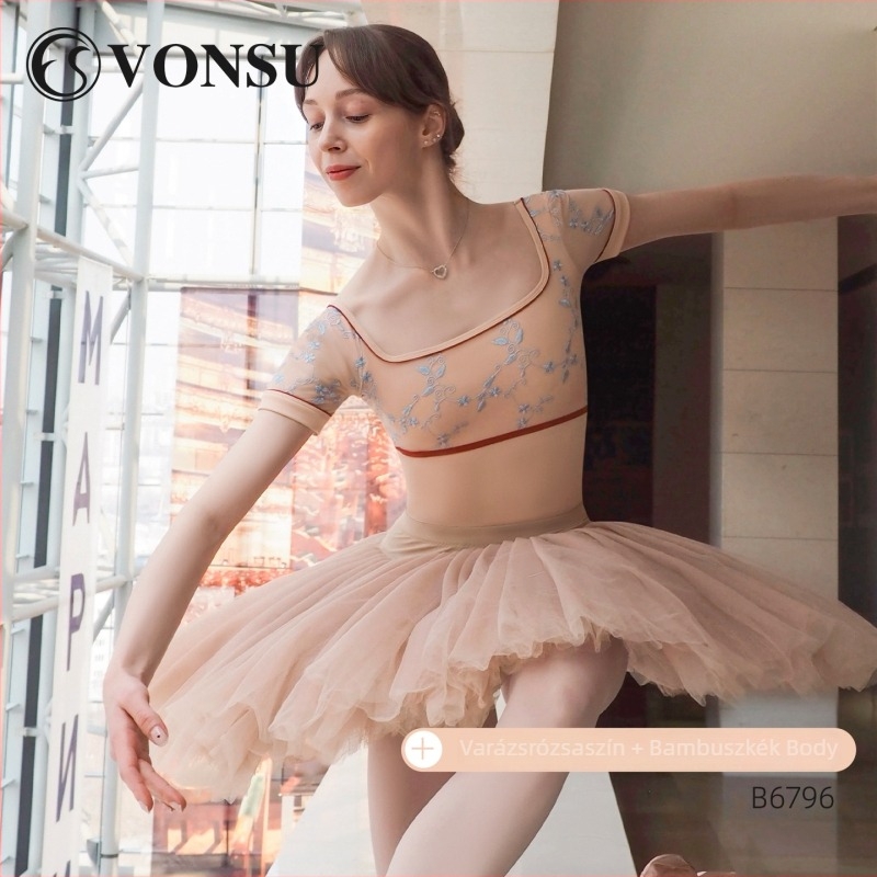 Női balett-edzés overál, pamut 25% spandex, belső nylon bélés