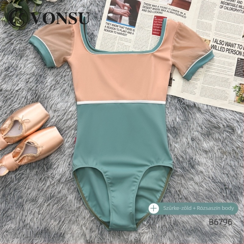 Női balett-edzés overál, pamut 25% spandex, belső nylon bélés