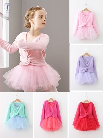 Gyerekek balett ruhaszett – hosszú ujjú, velúr bélés, 96% pamut, tütü és sál, hercegnő stílus