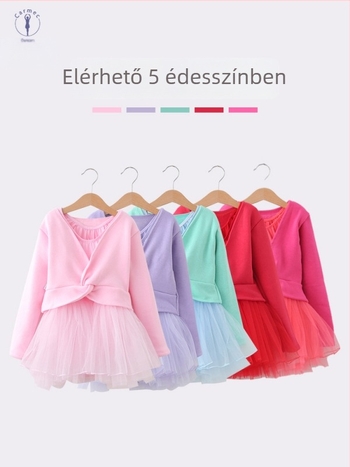 Gyerekek balett ruhaszett – hosszú ujjú, velúr bélés, 96% pamut, tütü és sál, hercegnő stílus