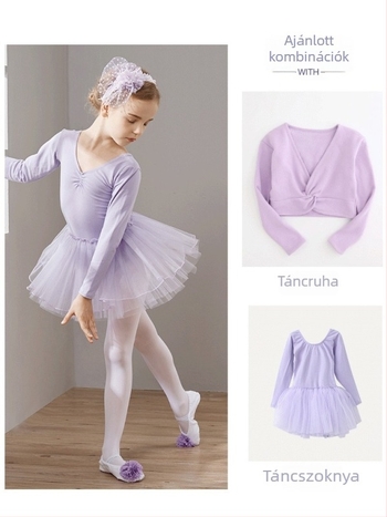 Gyerekek balett ruhaszett – hosszú ujjú, velúr bélés, 96% pamut, tütü és sál, hercegnő stílus
