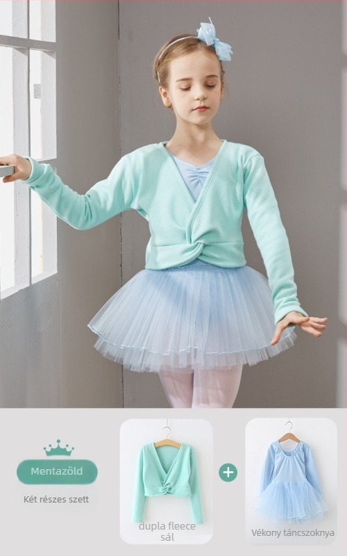 Gyerekek balett ruhaszett – hosszú ujjú, velúr bélés, 96% pamut, tütü és sál, hercegnő stílus