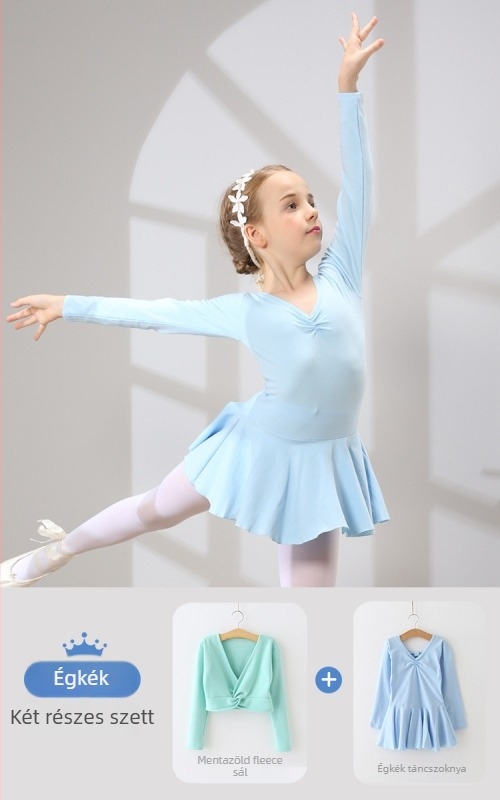 Gyerekek balett ruhaszett – hosszú ujjú, velúr bélés, 96% pamut, tütü és sál, hercegnő stílus