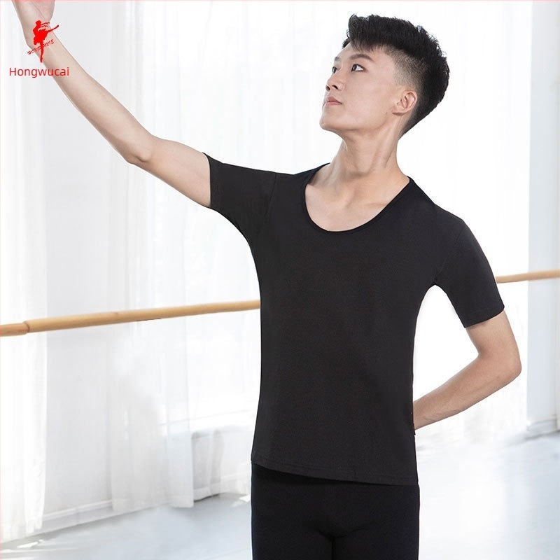 Modern tánc felső férfiaknak – felnőtt, rövid ujjú, pamut-nylon keverék anyag (50% nylon), balethez, drámához és etnikai táncokhoz alkalmas