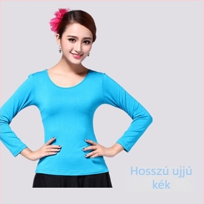 Női hosszú ujjú tánctop környakú kivitelben; modal szövet 98% pamut tartalom, bélés 95% pamut; egyszínű; alkalmas balet, latin tánc és nemzeti standard tánc számára; egész évben viselhető