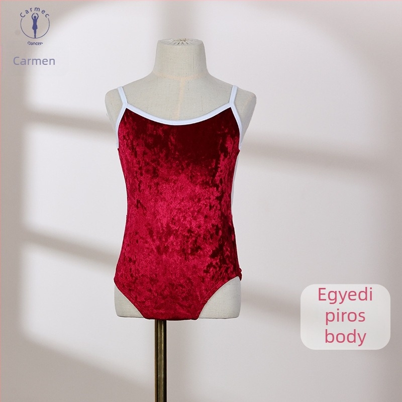 Gyerek tornagyakorlat ruhája – gyémánt bársony, hálós hát, keresztezett hátsó, teljes bélés, rejtett gombokkal, Kmq-2521, 80% poliészter