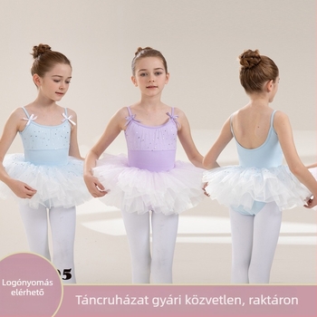 Lányoknak szóló balett leotard pántokkal, nyári edzésekhez és előadásokhoz, 3–8 évesek, 100–140 cm