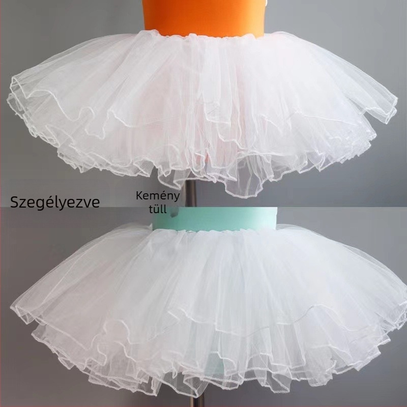 Négy rétegű tüll balett szoknya táncra, hercegnő stílus, 95% spandex, 3-8 éves gyerekeknek.