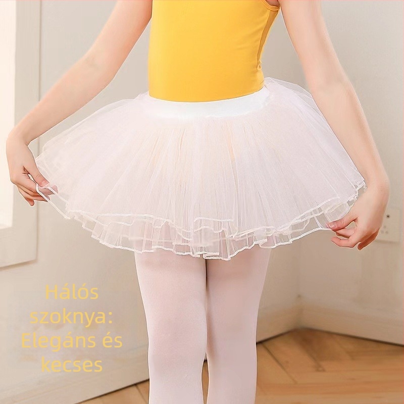 Négy rétegű tüll balett szoknya táncra, hercegnő stílus, 95% spandex, 3-8 éves gyerekeknek.