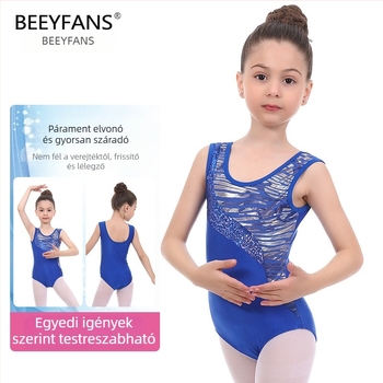 Lányoknak szóló gimnasztika- és táncruha — lágyított anyag, poliészter-keverék 85%, edzésre, egyszerű stílus, BEEYFANS