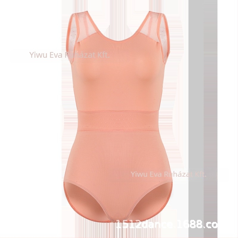 Gyerekeknek szóló ujjatlan csillagvarrásos gyakorló táncruha – balett/kínai tánc ruha, tiszta pamut, lágyított anyag