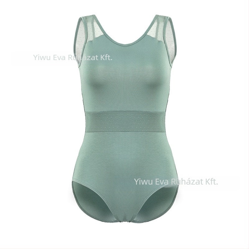 Gyerekeknek szóló ujjatlan csillagvarrásos gyakorló táncruha – balett/kínai tánc ruha, tiszta pamut, lágyított anyag