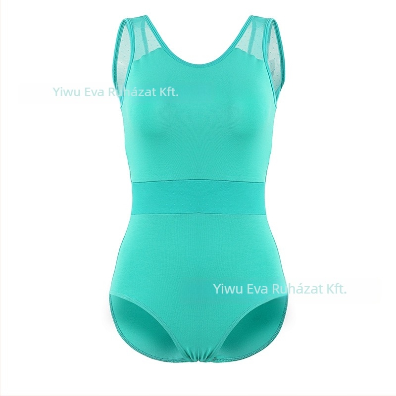 Gyerekeknek szóló ujjatlan csillagvarrásos gyakorló táncruha – balett/kínai tánc ruha, tiszta pamut, lágyított anyag