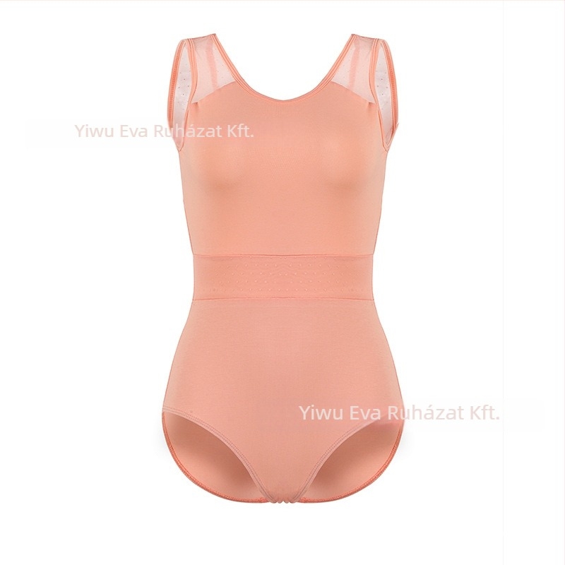 Gyerekeknek szóló ujjatlan csillagvarrásos gyakorló táncruha – balett/kínai tánc ruha, tiszta pamut, lágyított anyag