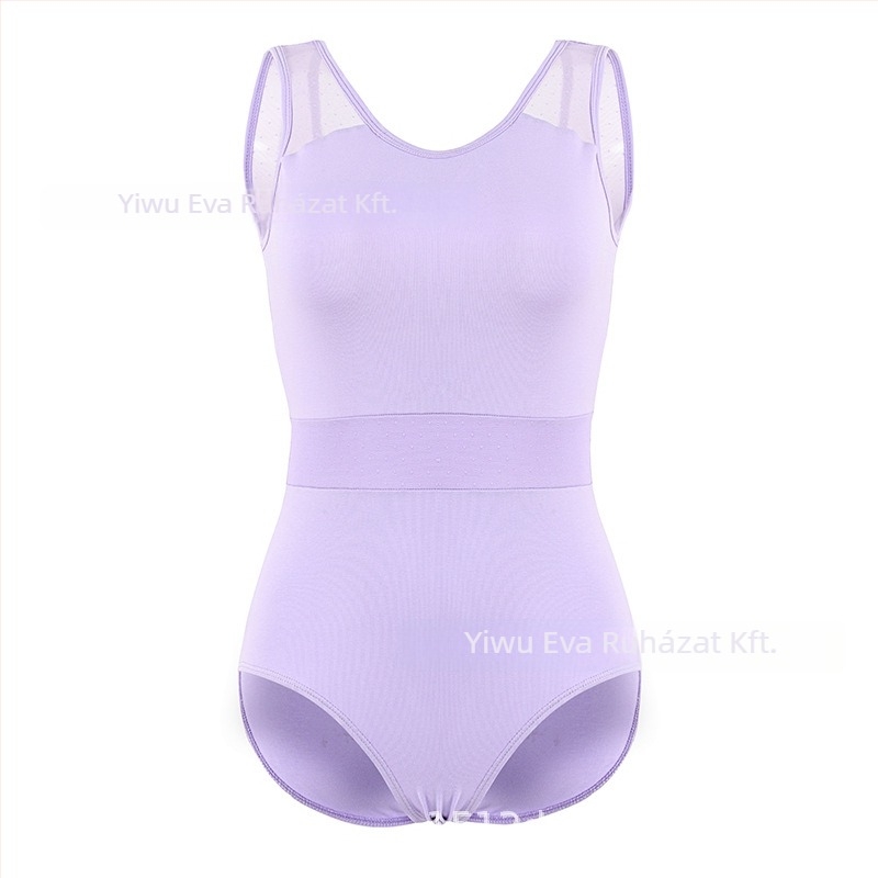 Gyerekeknek szóló ujjatlan csillagvarrásos gyakorló táncruha – balett/kínai tánc ruha, tiszta pamut, lágyított anyag