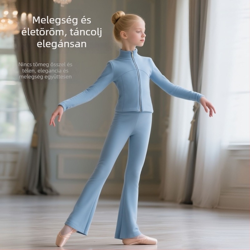 Lányoknak tervezett tánc edző szett hosszú ujjú, 2025 tavasz, Tr anyag, PVC 90–95%, kínai stílus, irodalmi retro