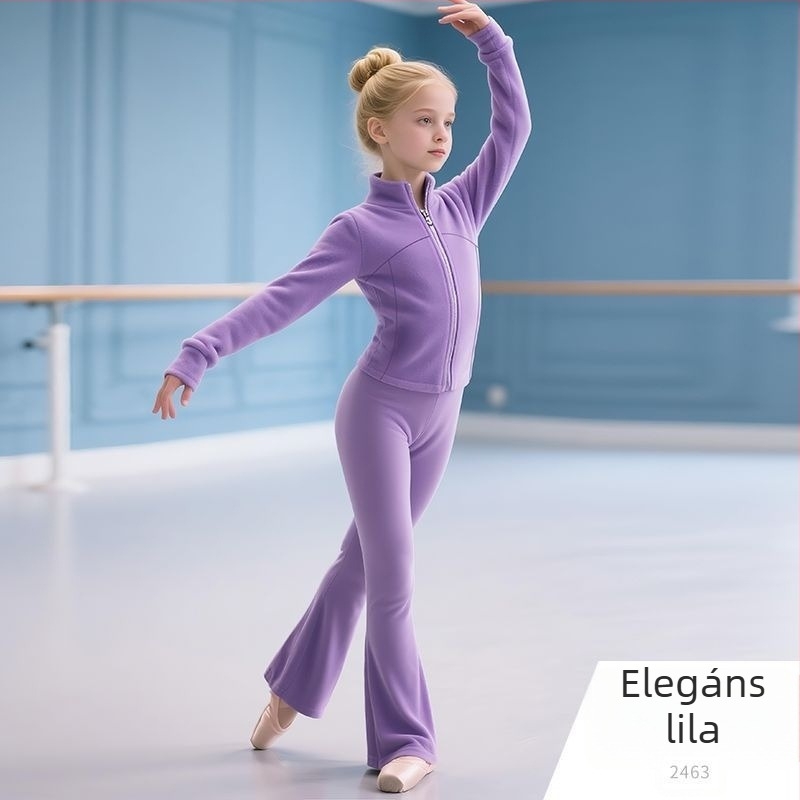Lányoknak tervezett tánc edző szett hosszú ujjú, 2025 tavasz, Tr anyag, PVC 90–95%, kínai stílus, irodalmi retro