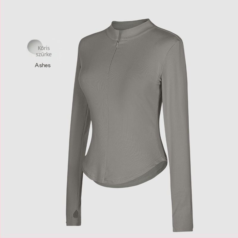 Modern táncgyakorló kabát cipzárral és álló gallérral, hosszú ujjú, felnőtt nőknek — külső: 92% pamut; bélés: pamut 8% elasztán