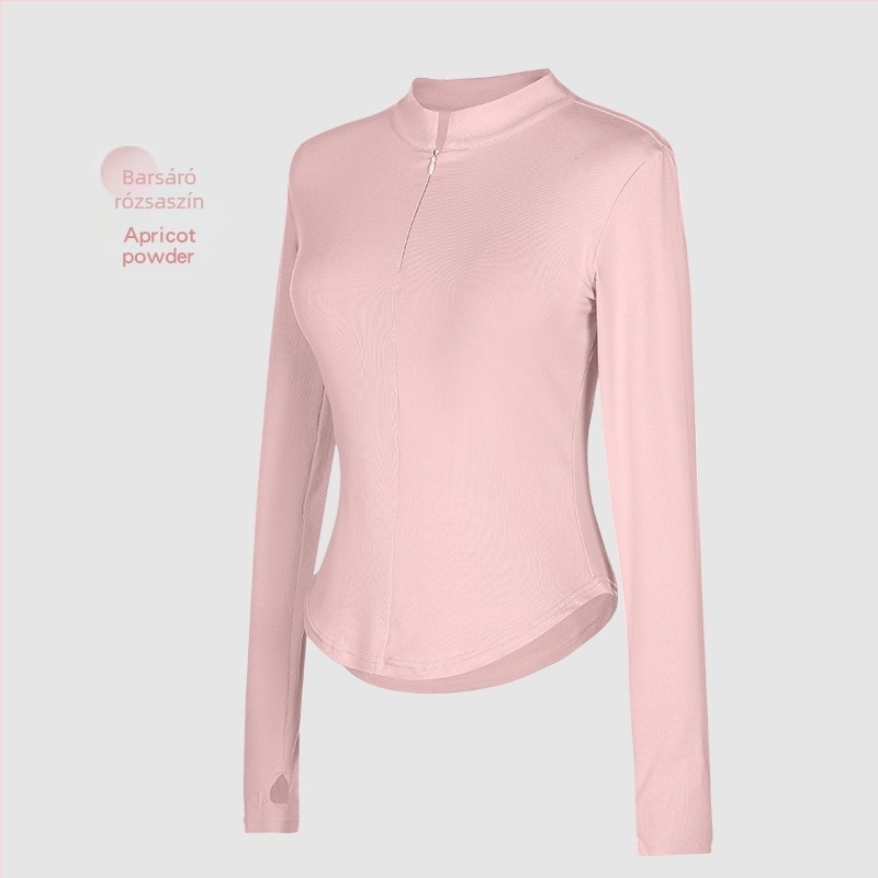 Modern táncgyakorló kabát cipzárral és álló gallérral, hosszú ujjú, felnőtt nőknek — külső: 92% pamut; bélés: pamut 8% elasztán