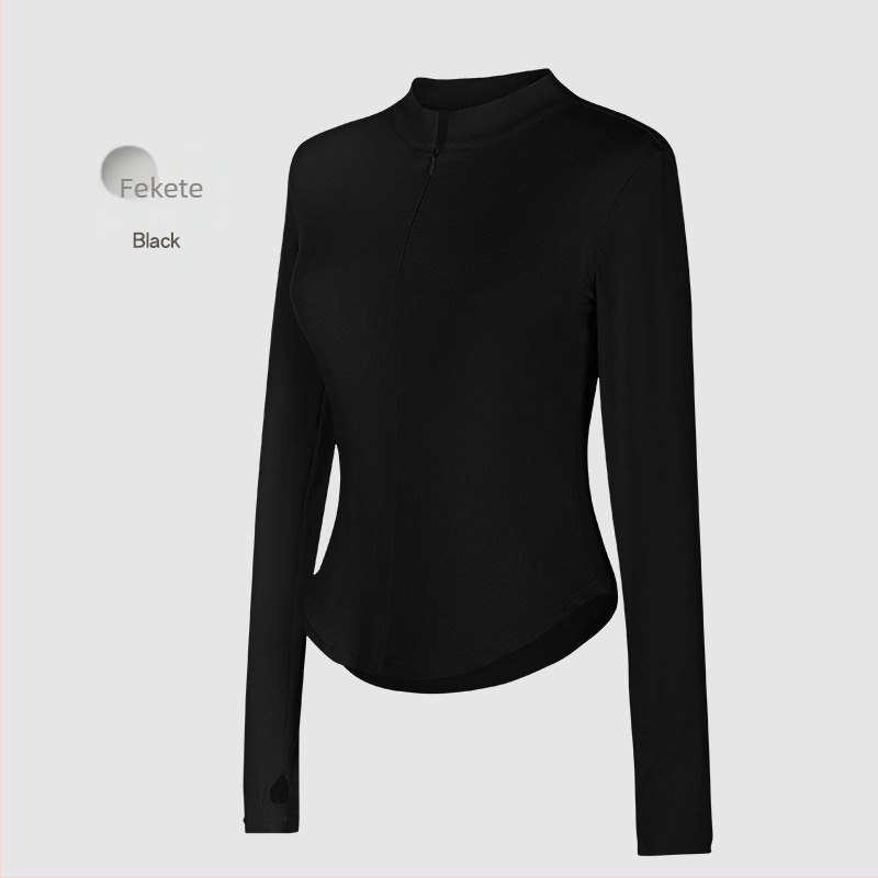 Modern táncgyakorló kabát cipzárral és álló gallérral, hosszú ujjú, felnőtt nőknek — külső: 92% pamut; bélés: pamut 8% elasztán