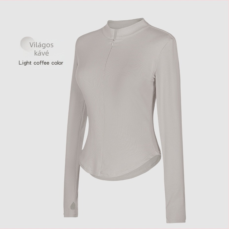 Modern táncgyakorló kabát cipzárral és álló gallérral, hosszú ujjú, felnőtt nőknek — külső: 92% pamut; bélés: pamut 8% elasztán