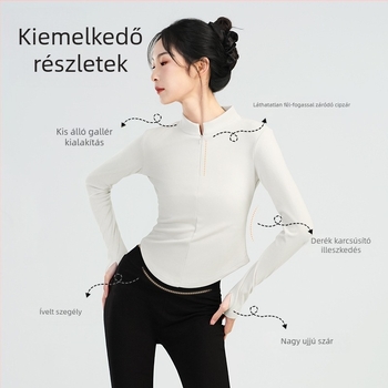 Modern tánc gyakorlóruha – hosszú ujjú felső felnőtt nőknek, poliészter 94% és spandex 6% bélés, balett gyakorláshoz