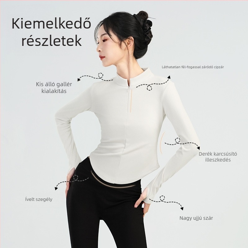 Modern tánc gyakorlóruha – hosszú ujjú felső felnőtt nőknek, poliészter 94% és spandex 6% bélés, balett gyakorláshoz