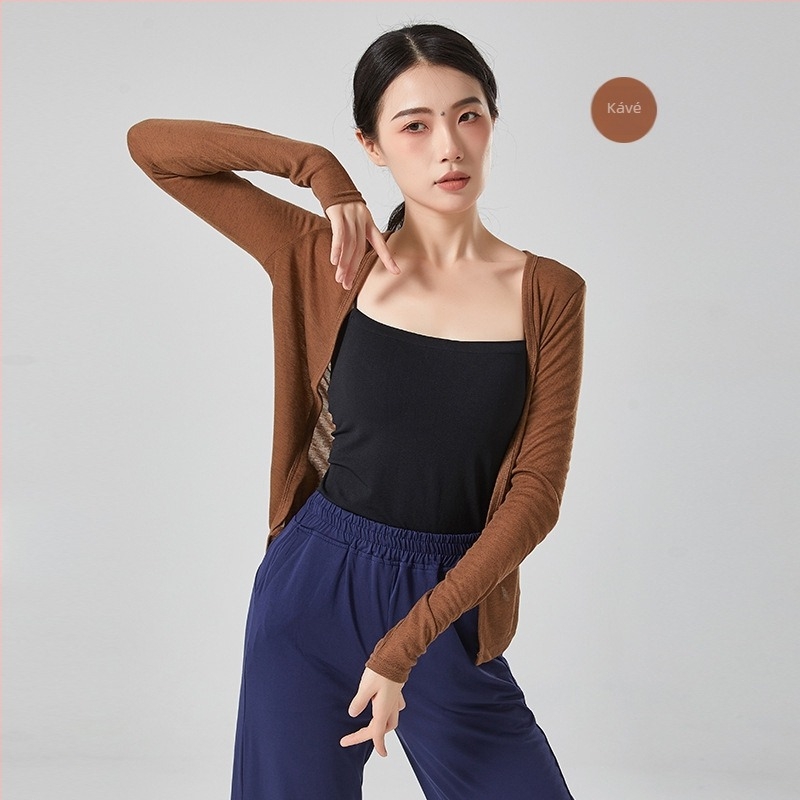 Női tánc kardigán, bő szabás, bordázott poliészter anyag, 80% poliészter, alkalmas színpadra és különböző táncstílusokra