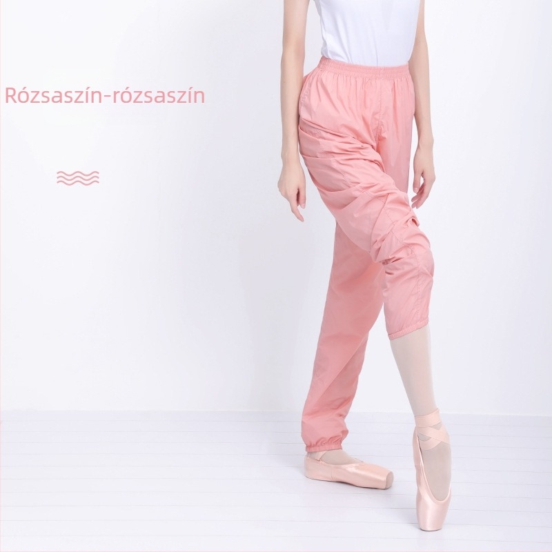 Nylon balett bemelegítő nadrág, laza szabású, minden évszakra, egyszínű, nylon bélésű