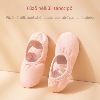Kötőfűző nélküli gyerek-balettcipő, puha talppal, bőrszínű, macska tappancs dizájnnal edzésre és vizsgákra